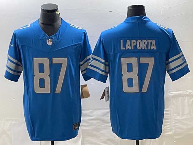 Mens Detroit Lions #87 Sam LaPorta Blue 2023 F.U.S.E. Vapor Untouchable Limited Football Stitched Jersey
